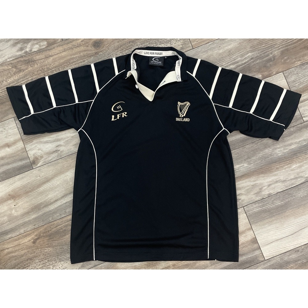 Live For Rugby Ireland‎ LFR Black Gold Shirt Jersey Small